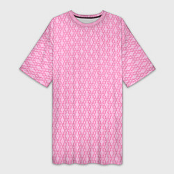 Женская длинная футболка Светлый розовый королевский узор