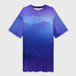 Женская длинная футболка Синий космос и звезды