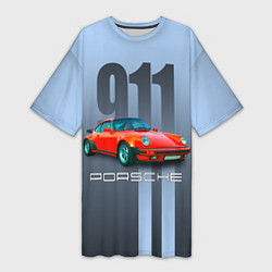 Футболка женская длинная Винтажный автомобиль Porsche 911 Carrera, цвет: 3D-принт