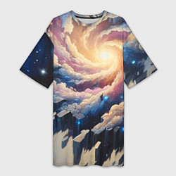 Женская длинная футболка Космическая галактика - нейросеть фантазия