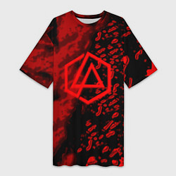 Женская длинная футболка Linkin park red logo