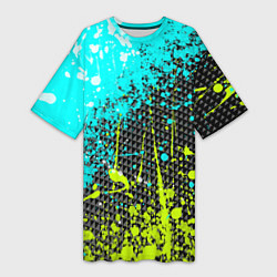 Женская длинная футболка Брызги красок с геометрией