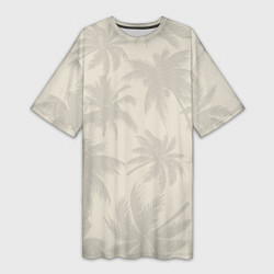Женская длинная футболка Бежевые пальмы паттерн
