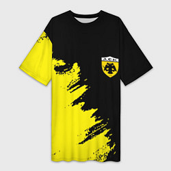 Женская длинная футболка AEK sport color yellow