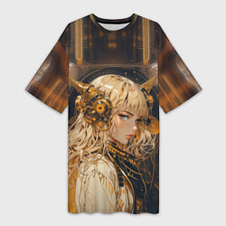 Женская длинная футболка Золотая техноведьма