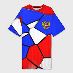 Женская длинная футболка Трехмерные плиты в стиле Российского флага