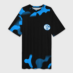 Футболка женская длинная Schalke 04 fc camo, цвет: 3D-принт