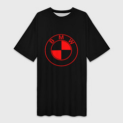 Футболка женская длинная BMW red logo, цвет: 3D-принт