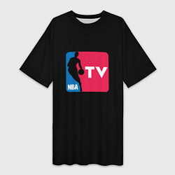Футболка женская длинная NBA tv logo, цвет: 3D-принт
