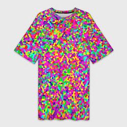 Футболка женская длинная Паттерн разноцветная мелкая мозаика, цвет: 3D-принт
