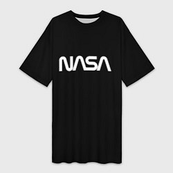 Женская длинная футболка Nasa white logo