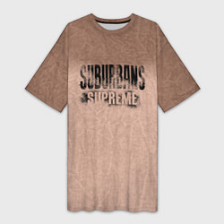 Футболка женская длинная Suburbans supreme: beige, цвет: 3D-принт