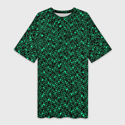 Футболка женская длинная Чёрно-зелёный абстрактная текстура, цвет: 3D-принт