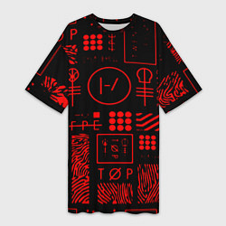 Женская длинная футболка Twenty one pilots pattern rock