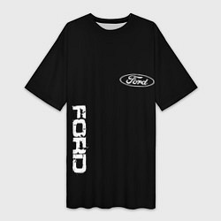 Женская длинная футболка Ford logo white steel