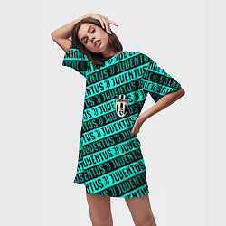 Футболка женская длинная Juventus pattern logo steel, цвет: 3D-принт — фото 2