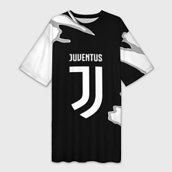 Футболка женская длинная Juventus fc краски, цвет: 3D-принт