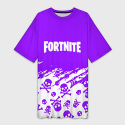 Футболка женская длинная Fortnite skull pattern, цвет: 3D-принт
