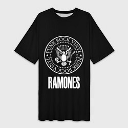 Футболка женская длинная Ramones rock logo, цвет: 3D-принт
