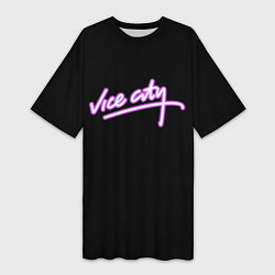 Футболка женская длинная Vice city logo neon, цвет: 3D-принт