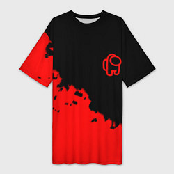 Женская длинная футболка Among us красные краски