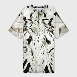 Футболка женская длинная Black and white abstraction, цвет: 3D-принт