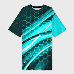 Женская длинная футболка Неоновая броня абстракция