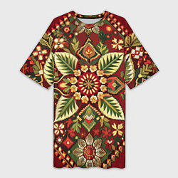 Женская длинная футболка Стиль советского ковра узоры и орнамент