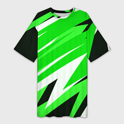 Женская длинная футболка Geometry stripes green