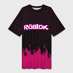 Футболка женская длинная Roblox fire pink, цвет: 3D-принт