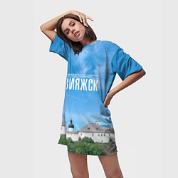 Футболка женская длинная Град Свияжск музей-заповедник, цвет: 3D-принт — фото 2