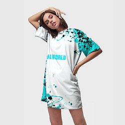 Футболка женская длинная Palworld краски, цвет: 3D-принт — фото 2