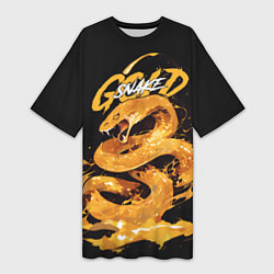 Женская длинная футболка Gold snake