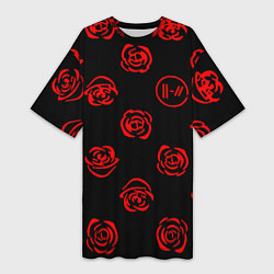 Футболка женская длинная Twenty one pilots rose pattern, цвет: 3D-принт