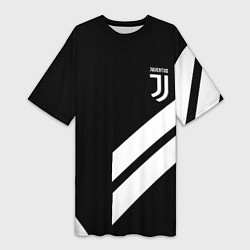 Футболка женская длинная Juventus line white, цвет: 3D-принт