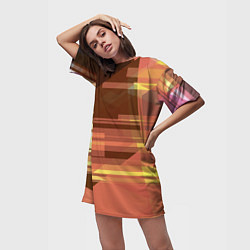 Футболка женская длинная Оттенки заката, цвет: 3D-принт — фото 2