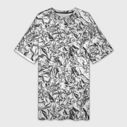 Женская длинная футболка Текстура мятой алюминиевой фольги