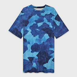 Женская длинная футболка Синий камуфляж