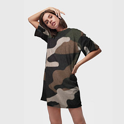 Футболка женская длинная Армейский камуфляж, цвет: 3D-принт — фото 2