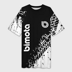 Футболка женская длинная Bimoto - следы от шин, цвет: 3D-принт