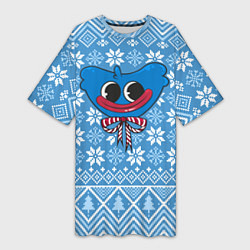 Футболка женская длинная Huggy Wuggy миленький новогодний свитер ugly, цвет: 3D-принт