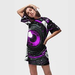 Футболка женская длинная Фиолетовая сфера киберпанк, цвет: 3D-принт — фото 2