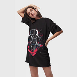 Футболка женская длинная Darth Vader on black, цвет: 3D-принт — фото 2