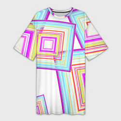 Футболка женская длинная Абстрактные квадраты, цвет: 3D-принт