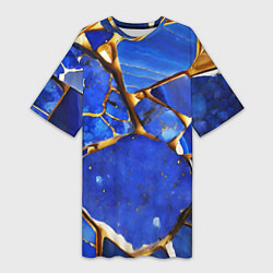 Женская длинная футболка A gold mineral in a blue stone