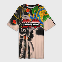 Футболка женская длинная Tekken tatoo japan, цвет: 3D-принт