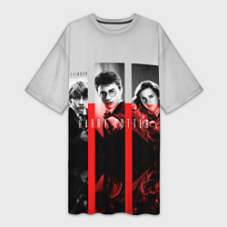 Футболка женская длинная Гарри Поттер и его друзья, цвет: 3D-принт