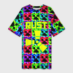 Футболка женская длинная Minecraft x rust, цвет: 3D-принт