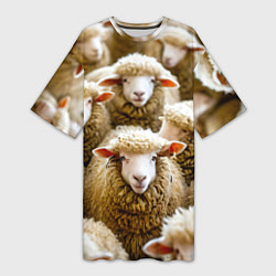 Женская длинная футболка Стадо овец