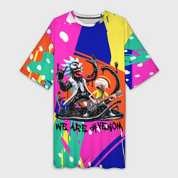 Футболка женская длинная Rick-Venom and Morty - rock group, цвет: 3D-принт